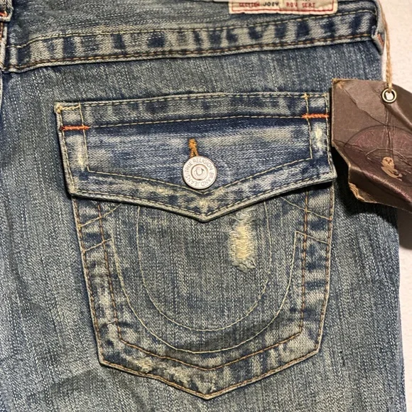 Vintage True Religion Bobby Low-rise Bootcut Denim Jeans Blue Distressed - Picture 3 of 6